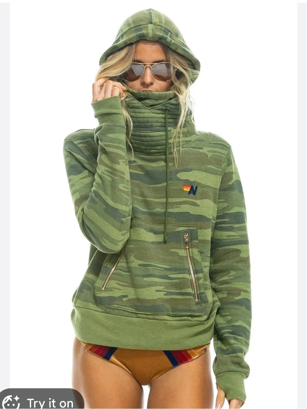 Aviator Nation unisex Olive Camo Ninja Hoodie